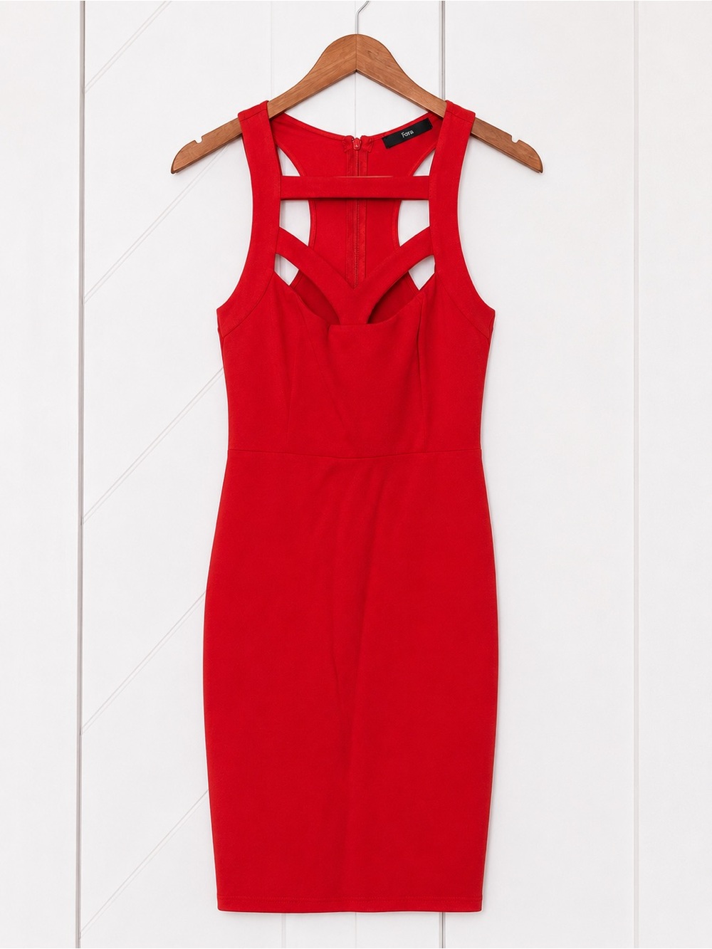 Fora Red Cutout Bodycon Midi Dress Sleeveless Back Zip Size Small